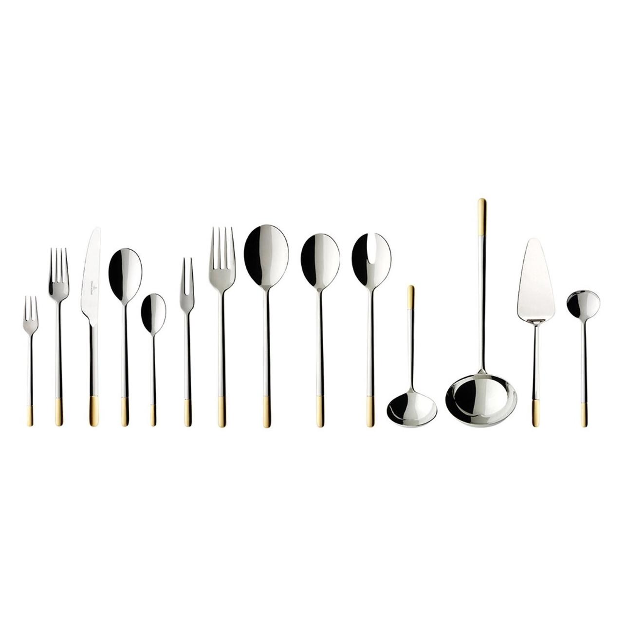 Villeroy & Boch Tafelbesteck 70tlg. Ella Teilvergoldet, Bestek, Zilver