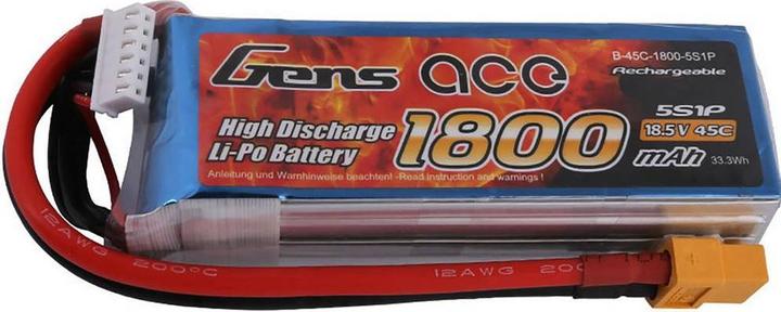 Immagine prodotto Gens Ace Batteria Gens LiPo 18.5V 1800mAh 45C 5S1P (18.50 V, 1800 mAh)