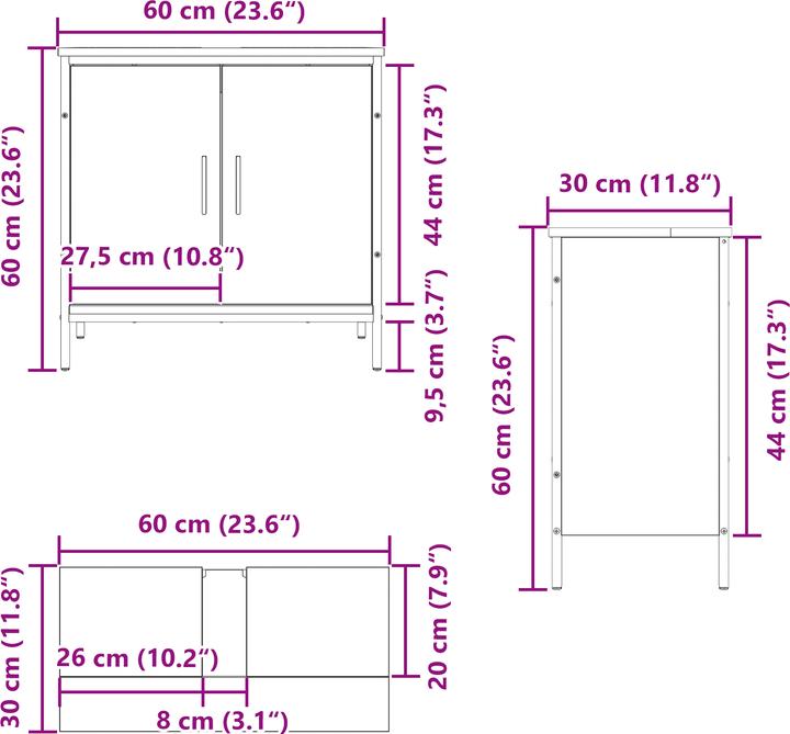 Produktbild vidaXL Badezimmeraufbewahrung (60 x 30 x 60 cm)