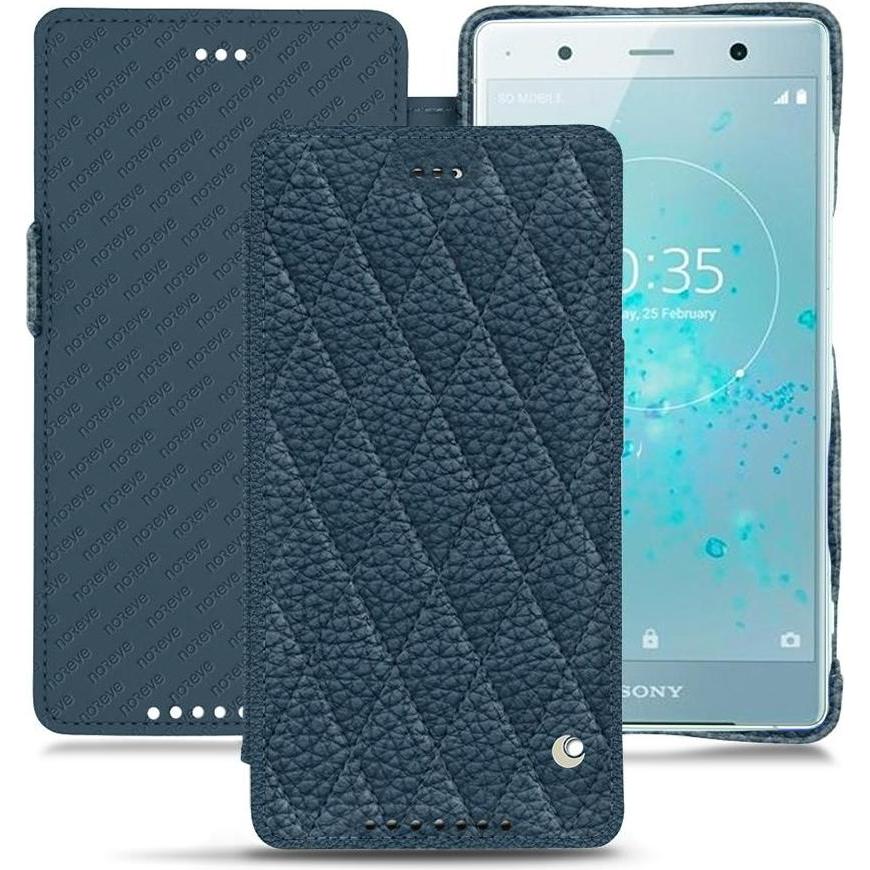 Noreve Lederschutzhülle horizontal (Sony Xperia XZ2 Premium), Smartphone Hülle, Blau