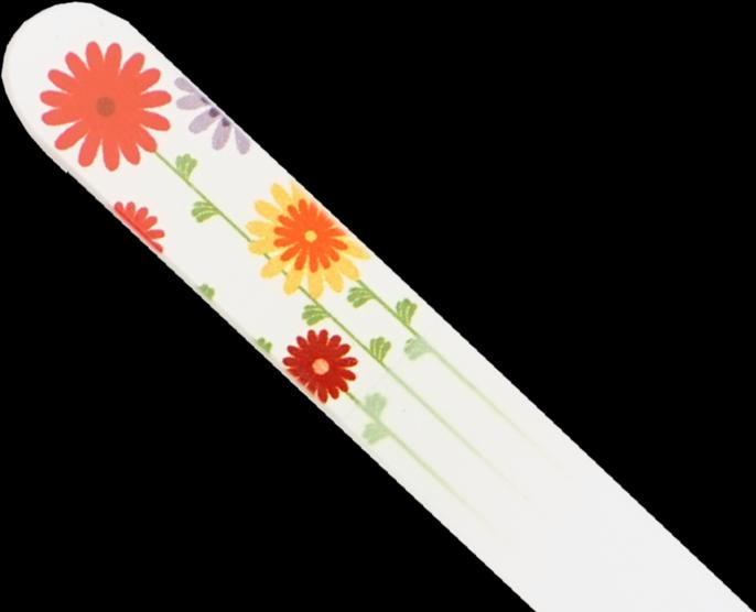 Image du produit Lime en verre - double face, gravée dans du verre trempé, fleurs, longueur : 13,5cm