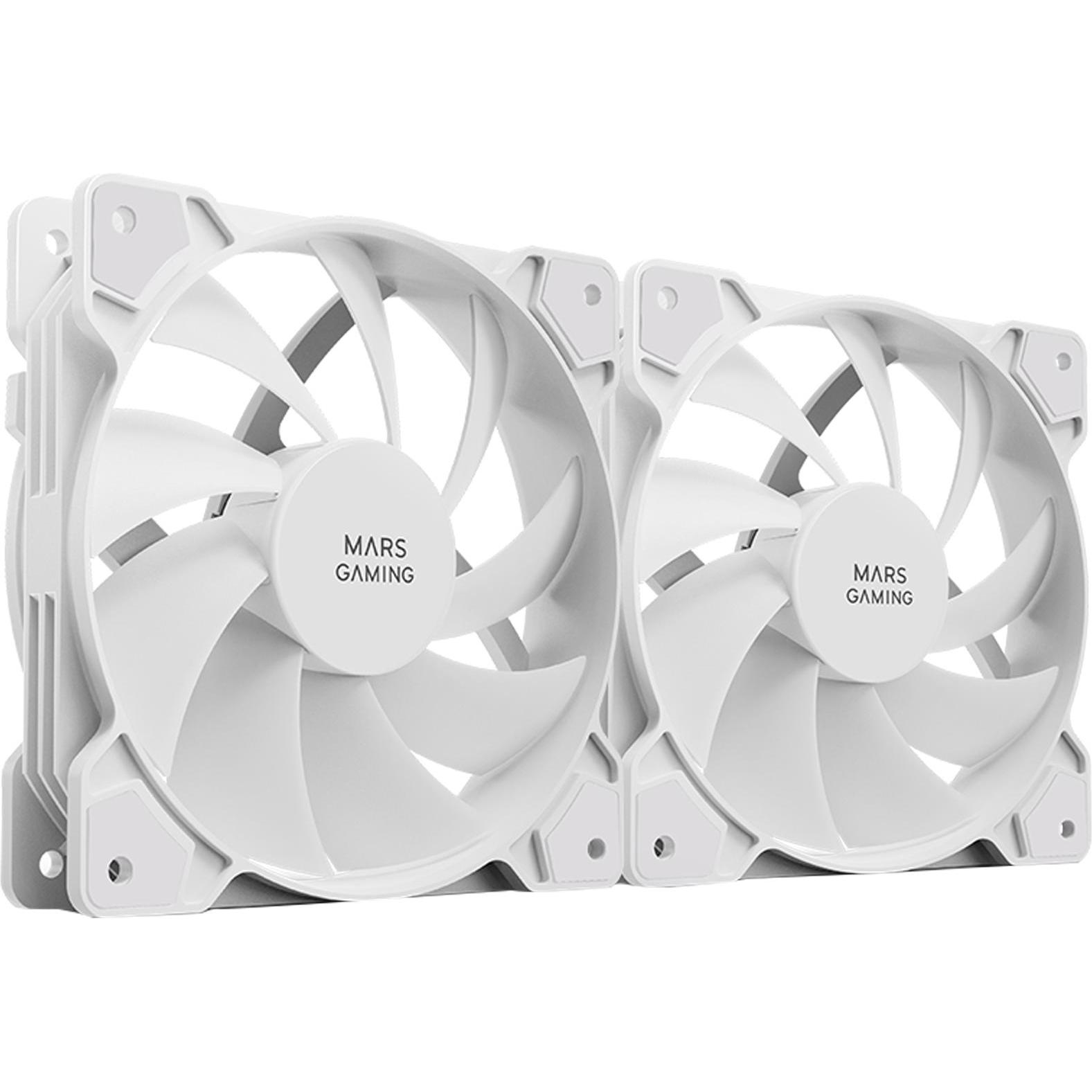 Mars Gaming Lot De 2 Ventilateurs Boitier Mf-Prox2 - 12cm (Blanc) (120 mm, 2 x), PC Lüfter, Weiss