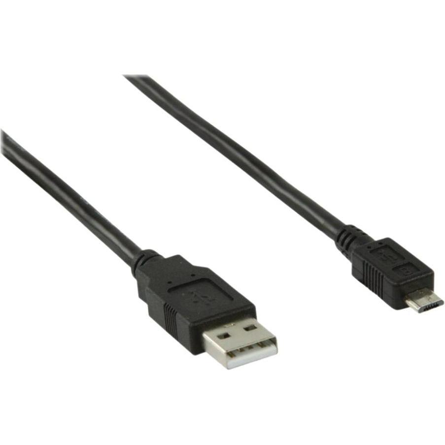 Nedis USB-Kabel USB 2.0 USB-A Stecker USB Micro-B Stecker 480 Mbps Vernickelt 3.00 m rund PVC Schwar (2 m, USB 2.0), USB...