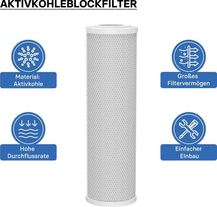 Immagine prodotto Naturewater Bloc Charbon actif 10 pouces 254mm 5µ Inserto di filtrazione CTO-10B