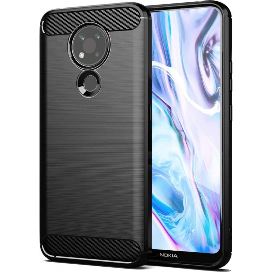 Screenguard Nokia 3.4 Hülle Carbon Brushed Soft TPU (Nokia 3.4), Smartphone Hülle, Schwarz