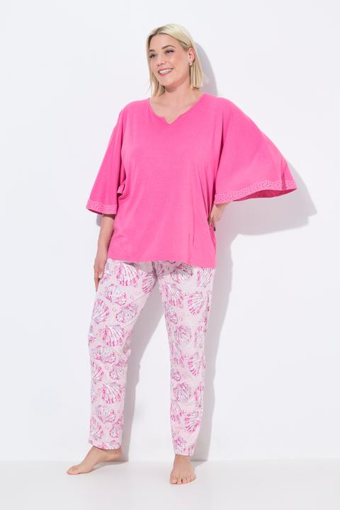 Image du produit Ulla Popken Pyjama à col tunisien, manches courtes et motif coquillages (42, 44)