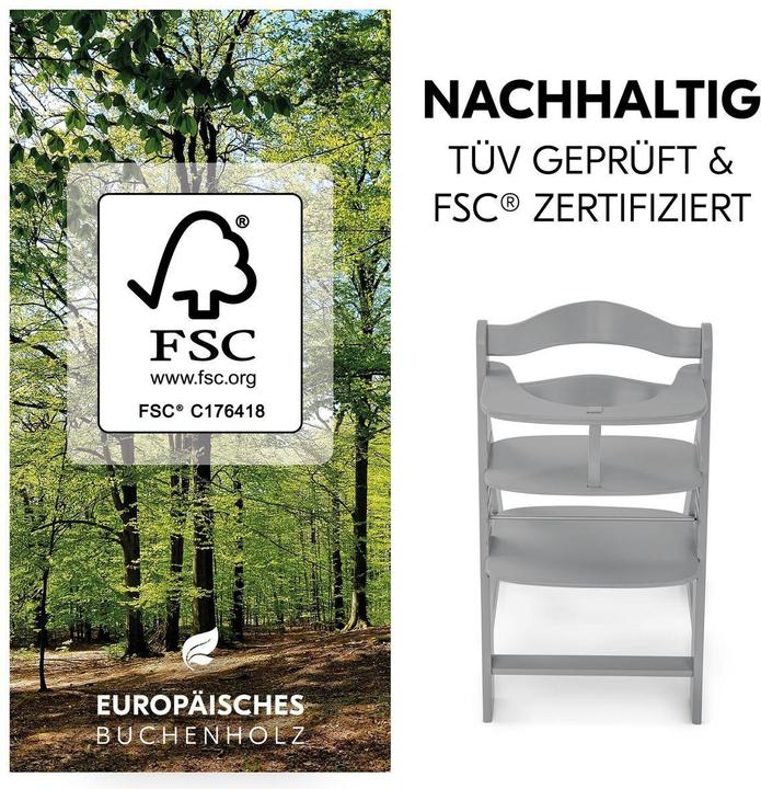 Produktbild Hauck Hochstühle Hochstuhl Alpha Plus Grey - im Sparset inkl. (Treppenhochstuhl)