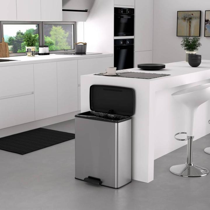 Produktbild Curver Deco bin slim 254619 Mülleimer 52 l (B x H x T) 486 x 615 x 284 mm Silbe (52 l)