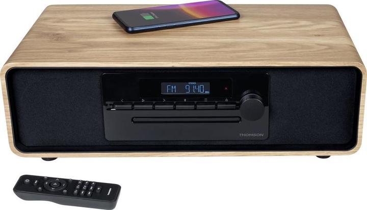 Produktbild Thomson MIC300IBT sw/holz Micro-Anlage 60W,UKW,Bluetooth,CD,USB,Induktionsladen (Bluetooth, CD Player, 2x 30 W)
