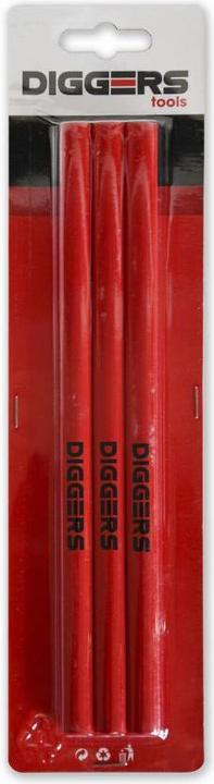 Produktbild Diggers Tools DIGGERS DIG371 Tischlerbleistift 24 cm rot 3 Stück (3 x)