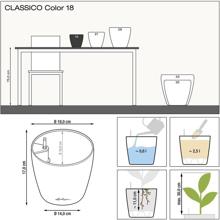 Image du produit Lechuza CLASSICO Couleur 18 (19 x 17 cm)