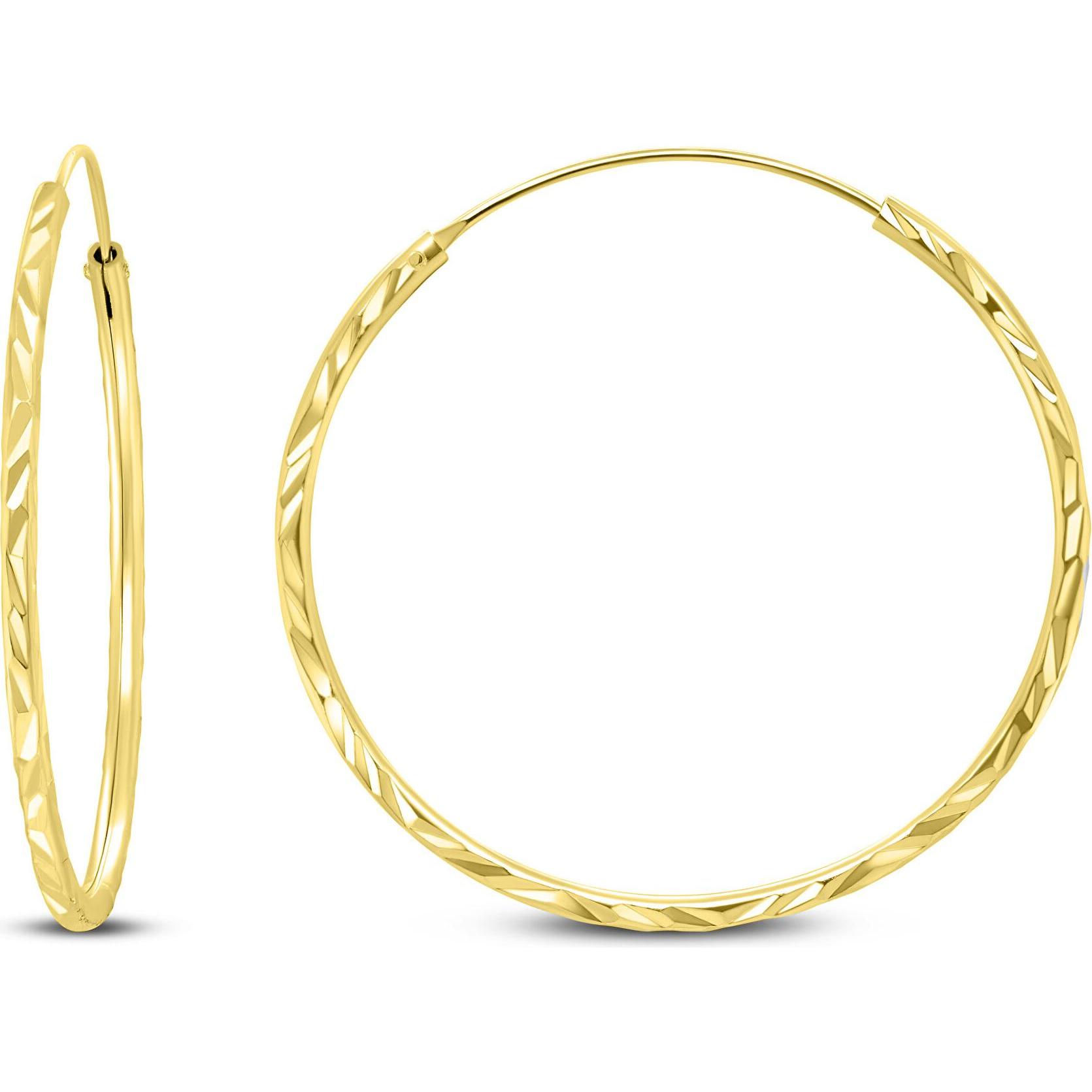 Brilio, Orecchini, Argento - Orecchini a cerchio placcati oro EA01Y - Diametro: 4 cm, (Argento)