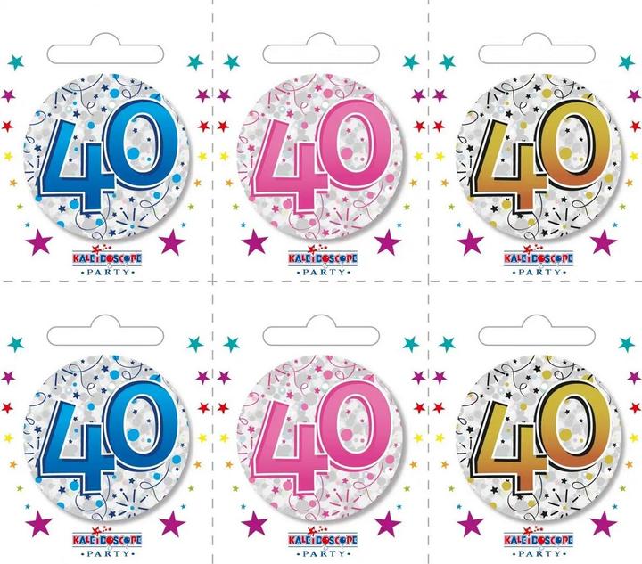 Produktbild Kaleidoscope AnsteckerSet 40. Geburtstag 6erPack Karton