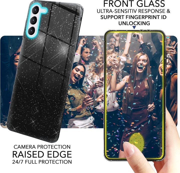 Produktbild Nalia Glitzer Silikon Hülle mit 2x Displayschutz (Samsung Galaxy S23+)