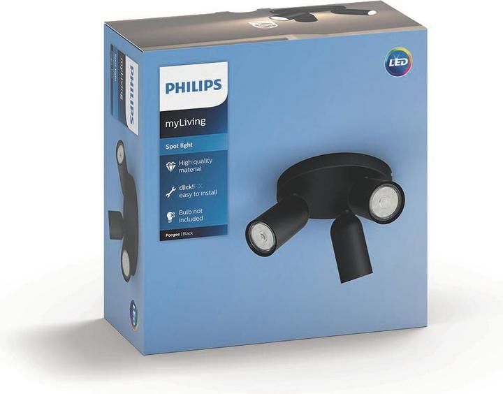 Actual product image Philips Pongee opbouwspot - 3-lichts - zwart (GU10)