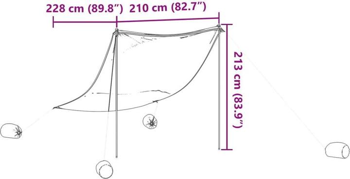 Produktbild VidaXL Strand-Schattenzelt mit Sandsäcken 214 x 236 cm (Strandzelt + Strandmuschel, 0.18 kg, 4 Personen)
