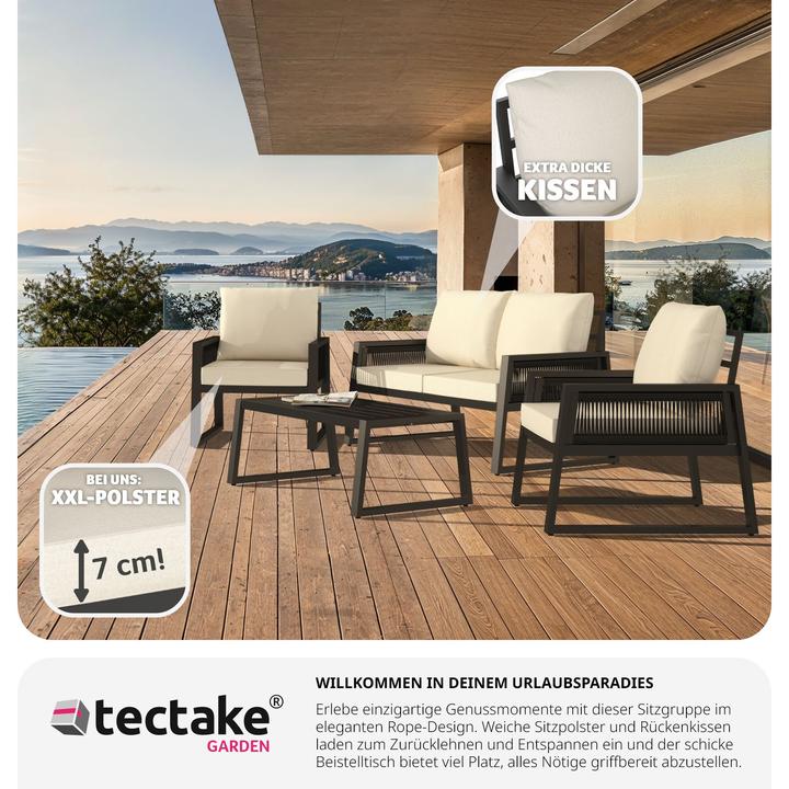 Actual product image tectake Captive garden lounge set in Rope design, aluminium frame