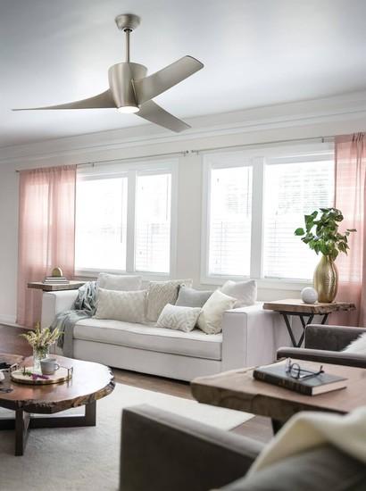 Actual product image Elstead Lighting Phree silent ceiling fan with LED light Ø142cm + remote control nickel (38.20 dB)
