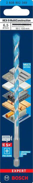 Actual product image Bosch Professional Zubehör Expert HEX-9 Multi Construction drill bit, 6.5 x 90 x 150 mm (6.5 millimetres)