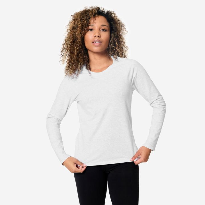 Produktbild Domyos Langarmshirt Damen Baumwolle - hellgrau (L)