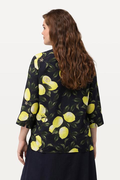 Actual product image Ulla Popken Lemon Print 3/4 Sleeve Blouse (50, 52)