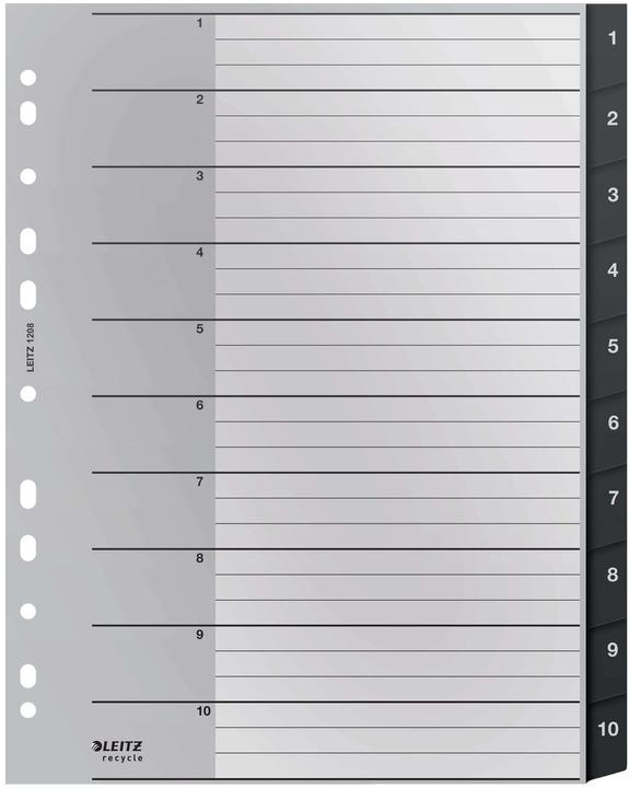 Produktbild Esselte Register Leitz Recycle, A4, nummeret 1 - 10, 297 x 238 x 2 mm