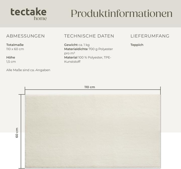 Immagine prodotto tectake Tappeto a pelo corto Soft Zone (60 x 110 cm)