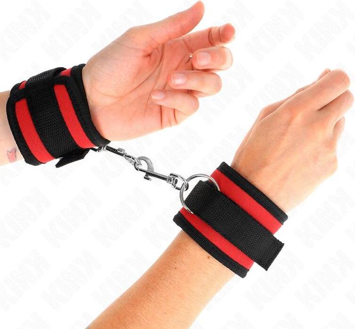 Immagine prodotto Kink Manette In Nylon Con Chiusura A Velcro Rosso-Nero Modello 2 Regolabile 18-35 cm X 6