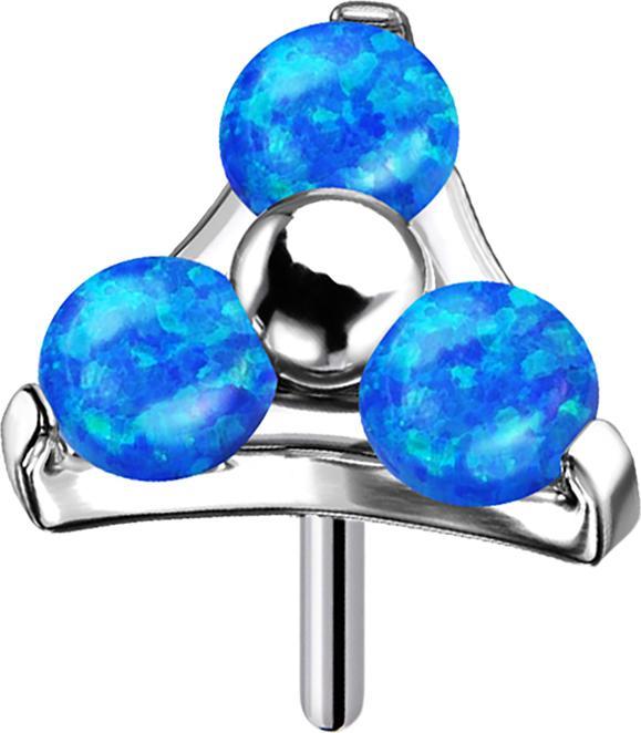 Image du produit Star Piercing Threadless argent triangle trois opales bleu (sans laiton, Titane G23)