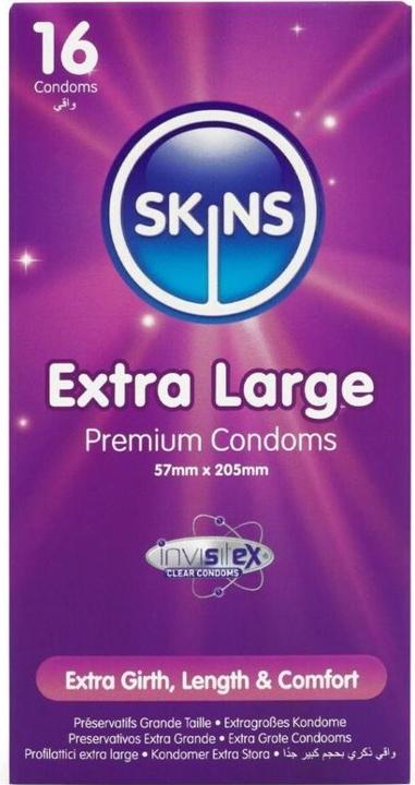 Produktbild Skins Extra Large» 16 XXL Kondome aus kristallklarem Latex - ohne Latexgeruch (16 Stk.)