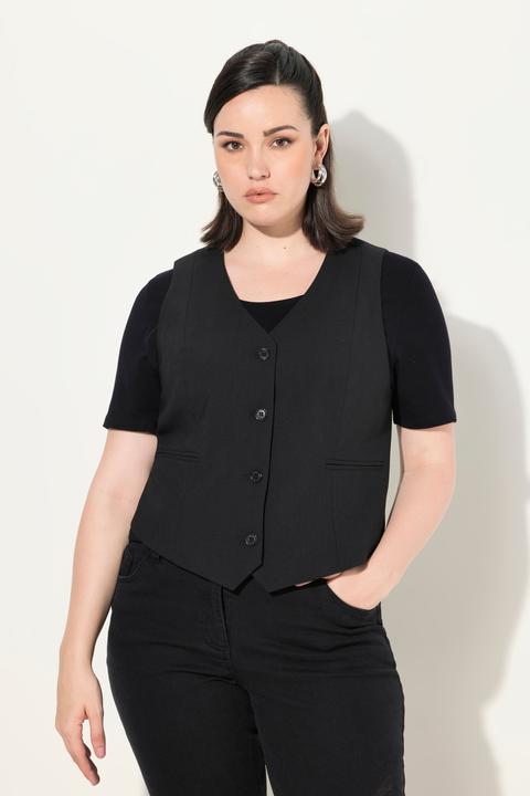 Image du produit Ulla Popken Gilet de costume, encolure en V. Poches fantaisie et doublure intégrale. (48)