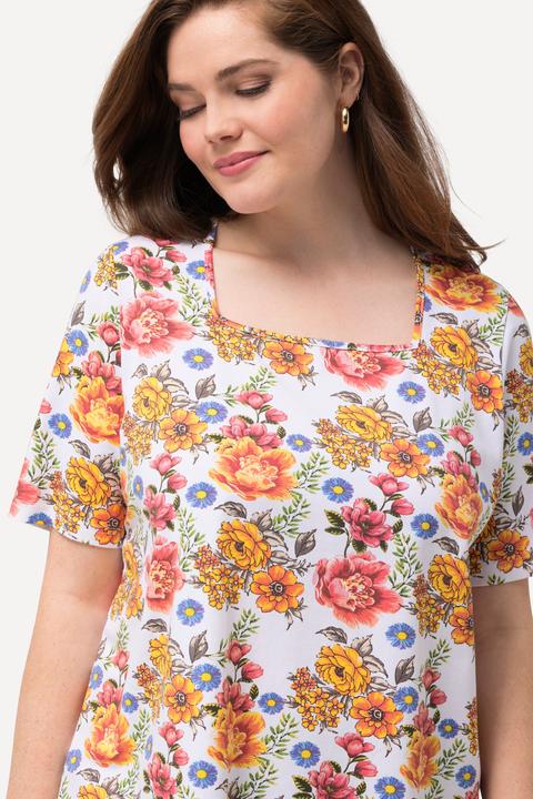 Produktbild Ulla Popken T-Shirt, Blüten, Carree-Ausschnitt, Halbarm (42, 44)