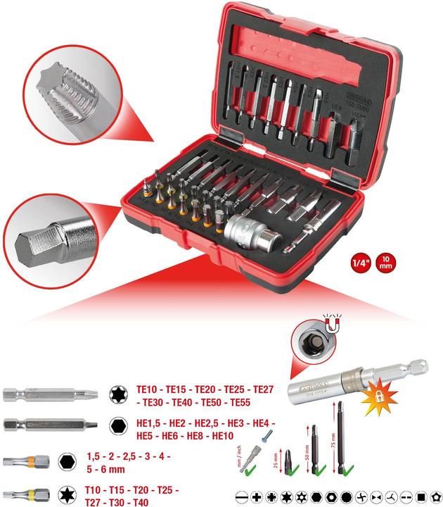 Image du produit KS Tools Jeu d'extracteurs de vis (Torx (TX), Clé Allen)