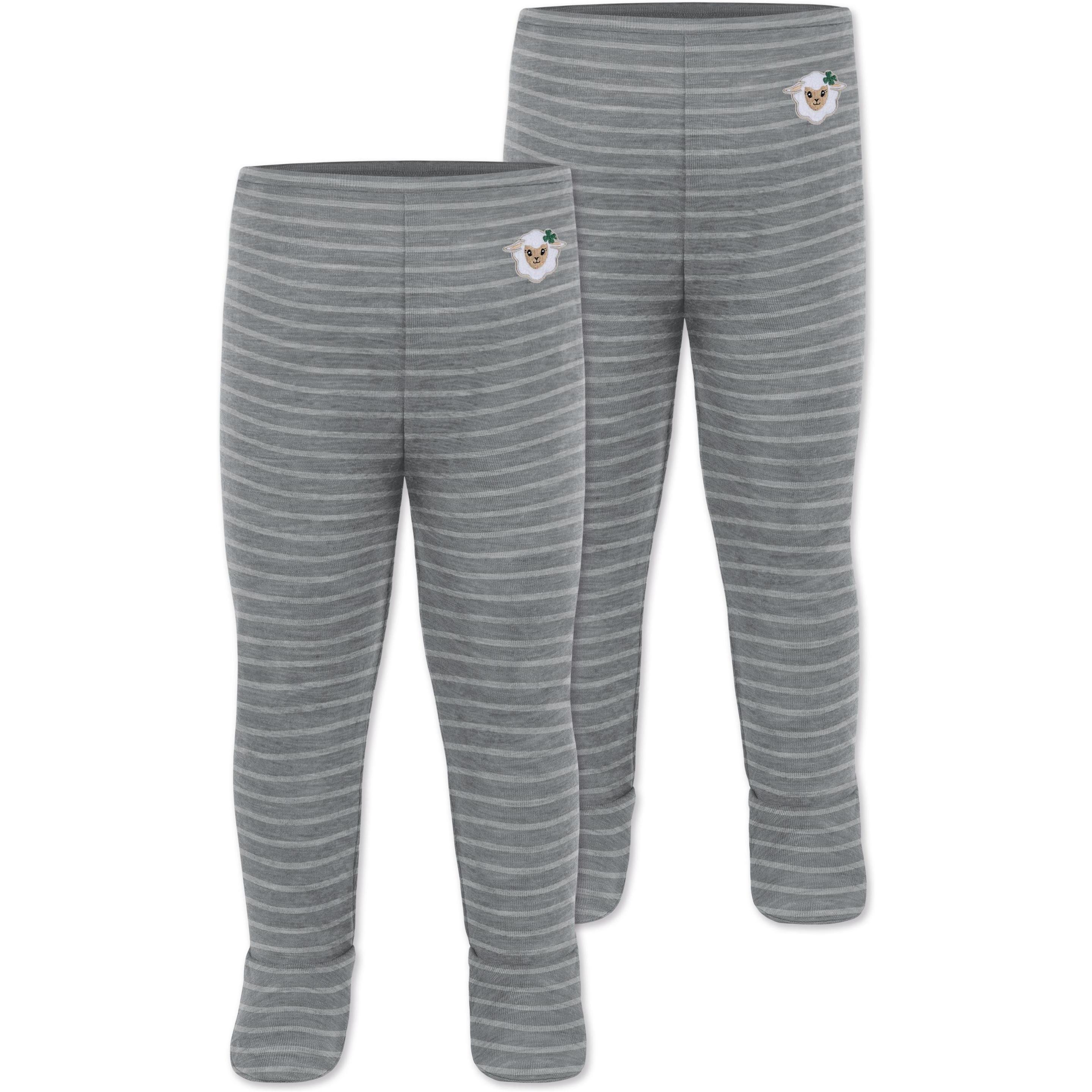 Normani, Herren, Hosen, 2er Pack Baby Merino Hose mit Füssen - 9537, Grau, (92)
