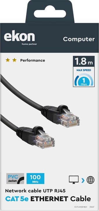 Produktbild Ekon Cat 5e network cable (U/UTP, CAT5e, 1.80 m)