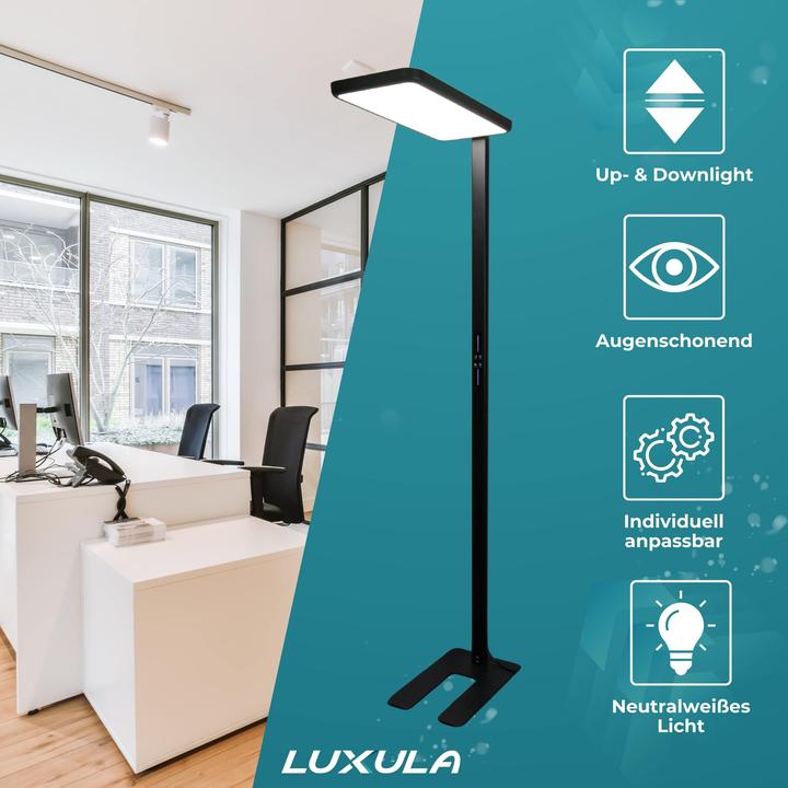Actual product image Luxula LED Büro-Stehleuchte, Up/Down, schwarz (7000 lm)