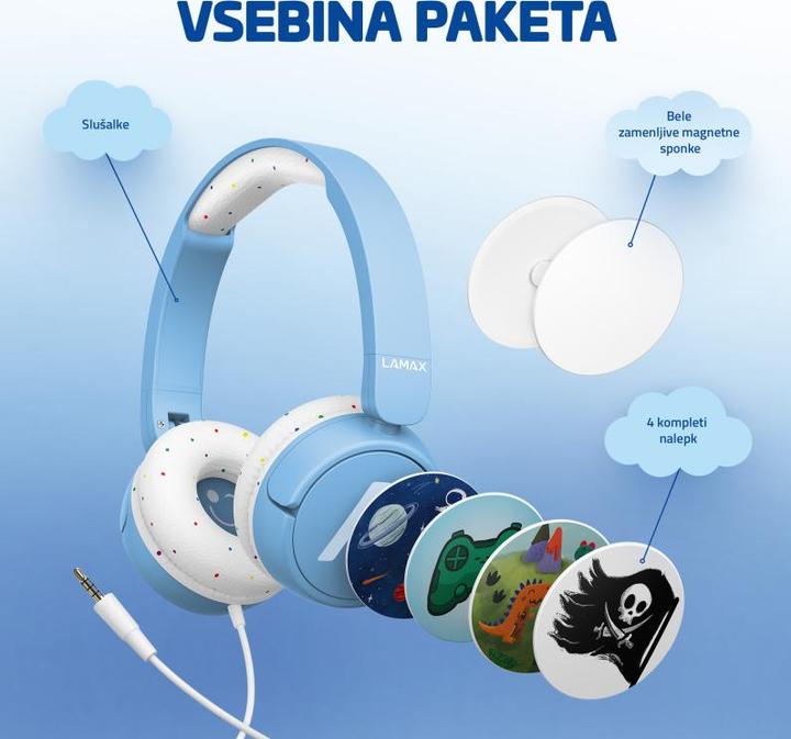 Actual product image KAM Lamax SoundKid1 Blue / Kopfhörer mit Mikrofon / 3,5 mm Klinke / Kabel 1,2 m