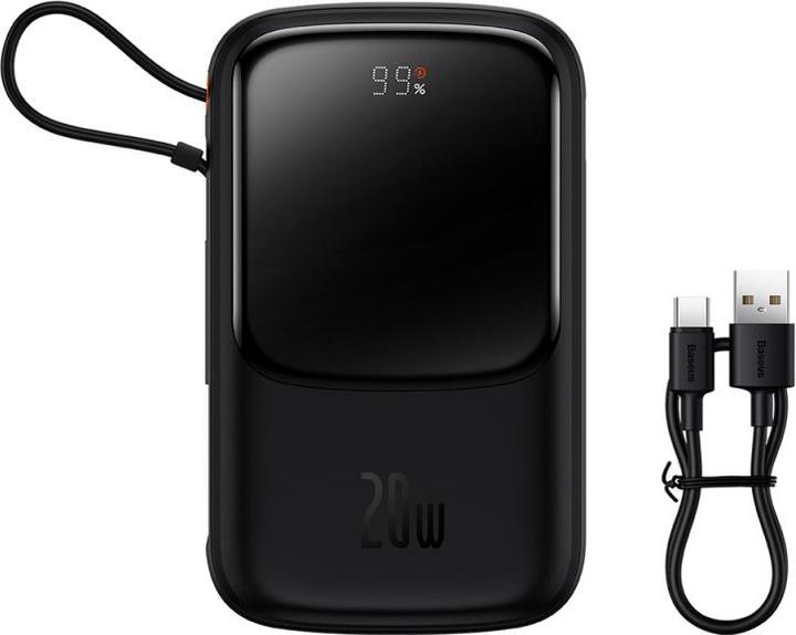 Image du produit Baseus Qpow power supply 10000mAh built-in Lightning 20W fast charging cable SCP AFC FCP black (PPQD020001) (10000 mAh, 20 W, 37 Wh)
