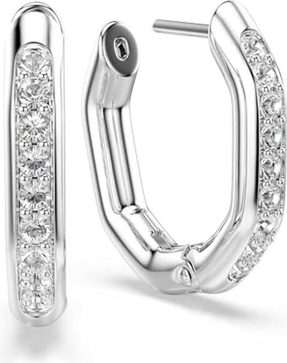 Actual product image Swarovski Dextera Kreolen Achteckform Rundschliff Weiss Rhodiniert (Swarovski Metal)