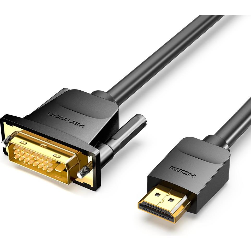 Vention DVI-D 24+1 zu HDMI 2.0 Kabel, schwarz - 2m (2 m, HDMI), Video Kabel
