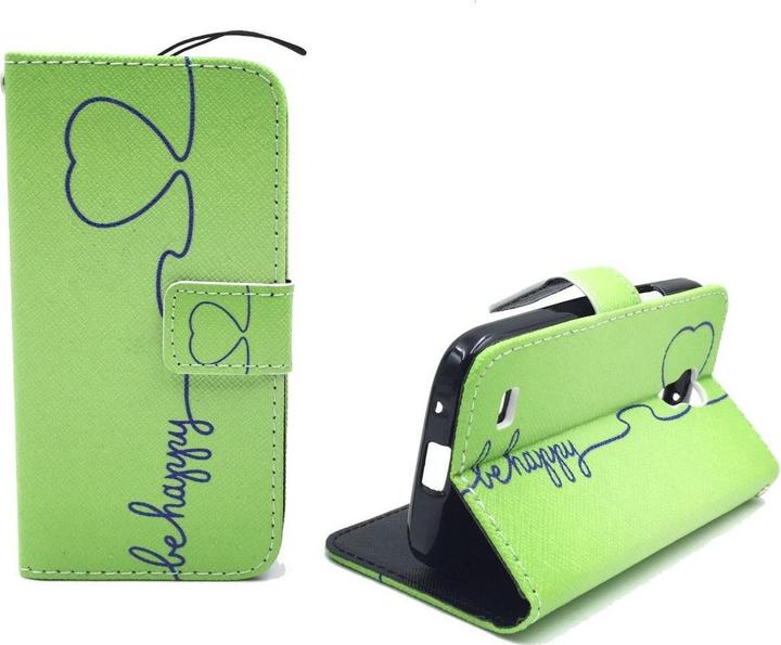 Produktbild König Design Schutz Hülle für Samsung Galaxy S4 Mini Be Happy Grün Tasche Case + 1 Panzer Schutz Glas (Samsung Galaxy S4 mini)