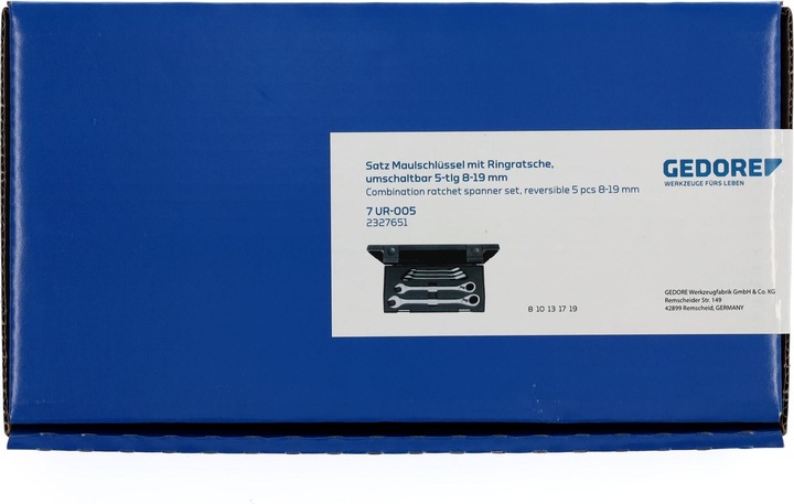 Productafbeelding Gedore Combinatie ratelsleutelset (19 mm, 8 mm, 10 mm, 14 mm, 18 mm, 11 mm, 12 mm, 17 mm, 15 mm, 13 mm, 9 mm, 16 mm)