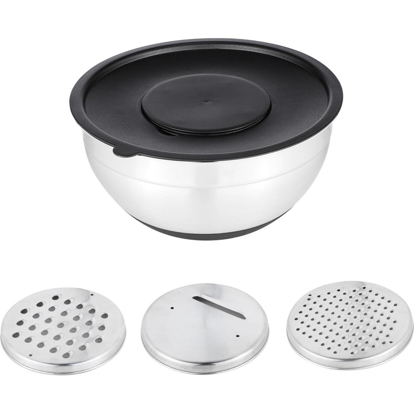 Thumbnail - Mojawo Multifunktionsschüssel Rührschüssel Mixschüssel Schüssel Reibe Ø26cm, Schüssel + Schale, Silber