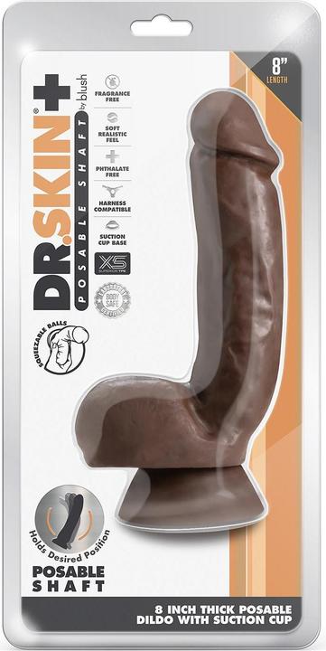 Produktbild Blush Dr. Skin Plus - 8 Inch Realistic Posable Dildo with Squeezable Balls - Suction Cup Base for Hands Fr