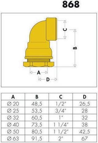 Actual product image Caleffi Elbow fitting 868 brass 63x2inch IT