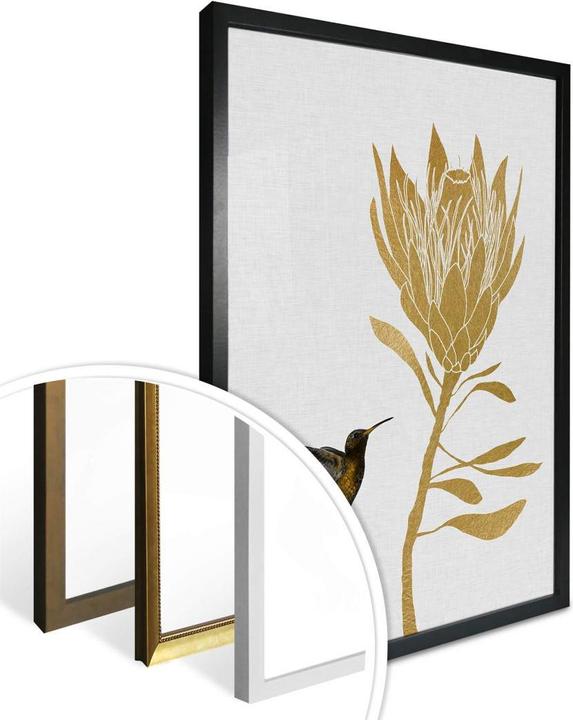 Actual product image Trenddeko Orara Studio - Hummingbird and Flower - golden flower (40 x 50 cm)