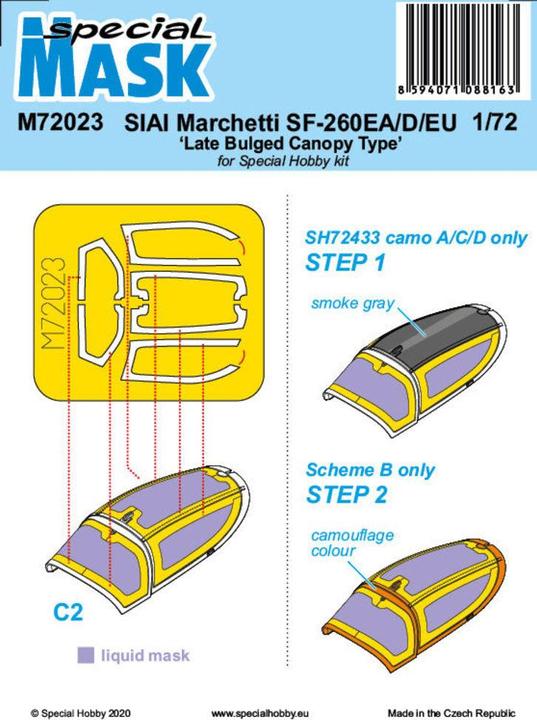 Immagine prodotto Special Hobby SIAI-Marchetti SF-260EA/D/EU Maschera a baldacchino tardivo