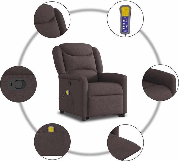 Actual product image VidaXL Massage chair with stand-up aid dark brown fabric