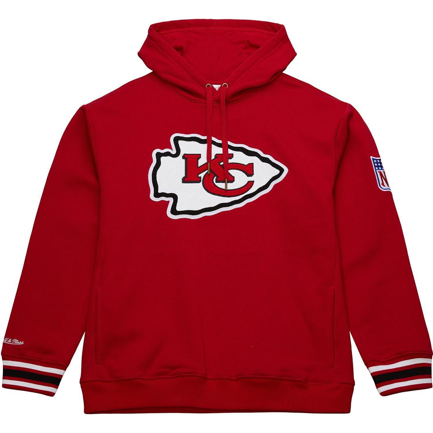 Mitchell & Ness, Herren, Pullover, Fleece Hoody - STITCH Kansas City Chiefs XL, Rot, (XL)