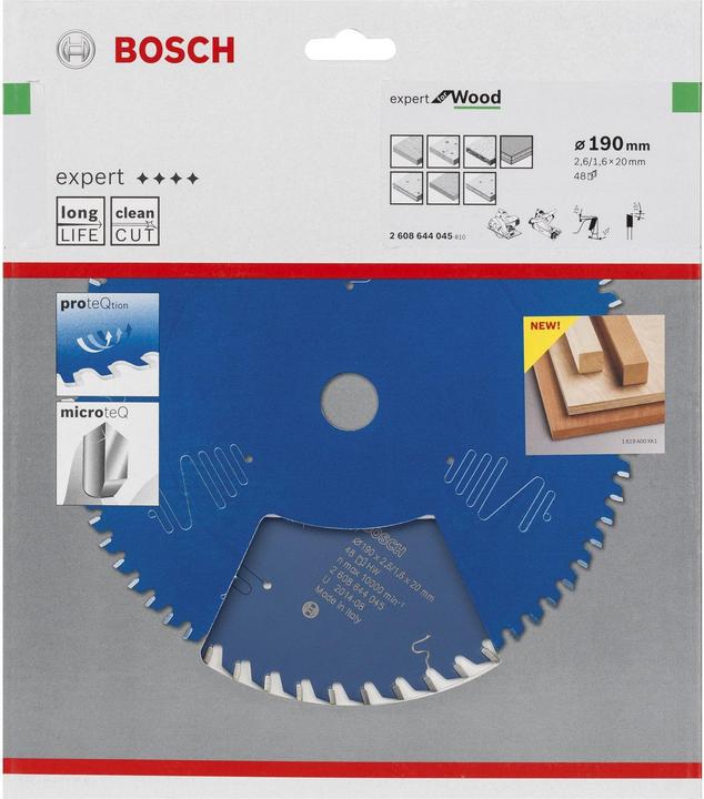 Image du produit Bosch Professional Zubehör Lame de scie circulaire Expert for Wood, 190 x 20 x 2,6 mm, 48